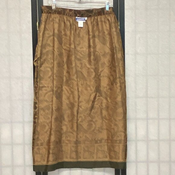 Pendleton Classic Paisley Border Print Faux Wrap Midi Skirt Green Rust 16 NWOT - Picture 6 of 12